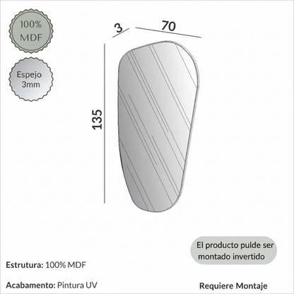 Espejo Irregular Organico 135CM - Male