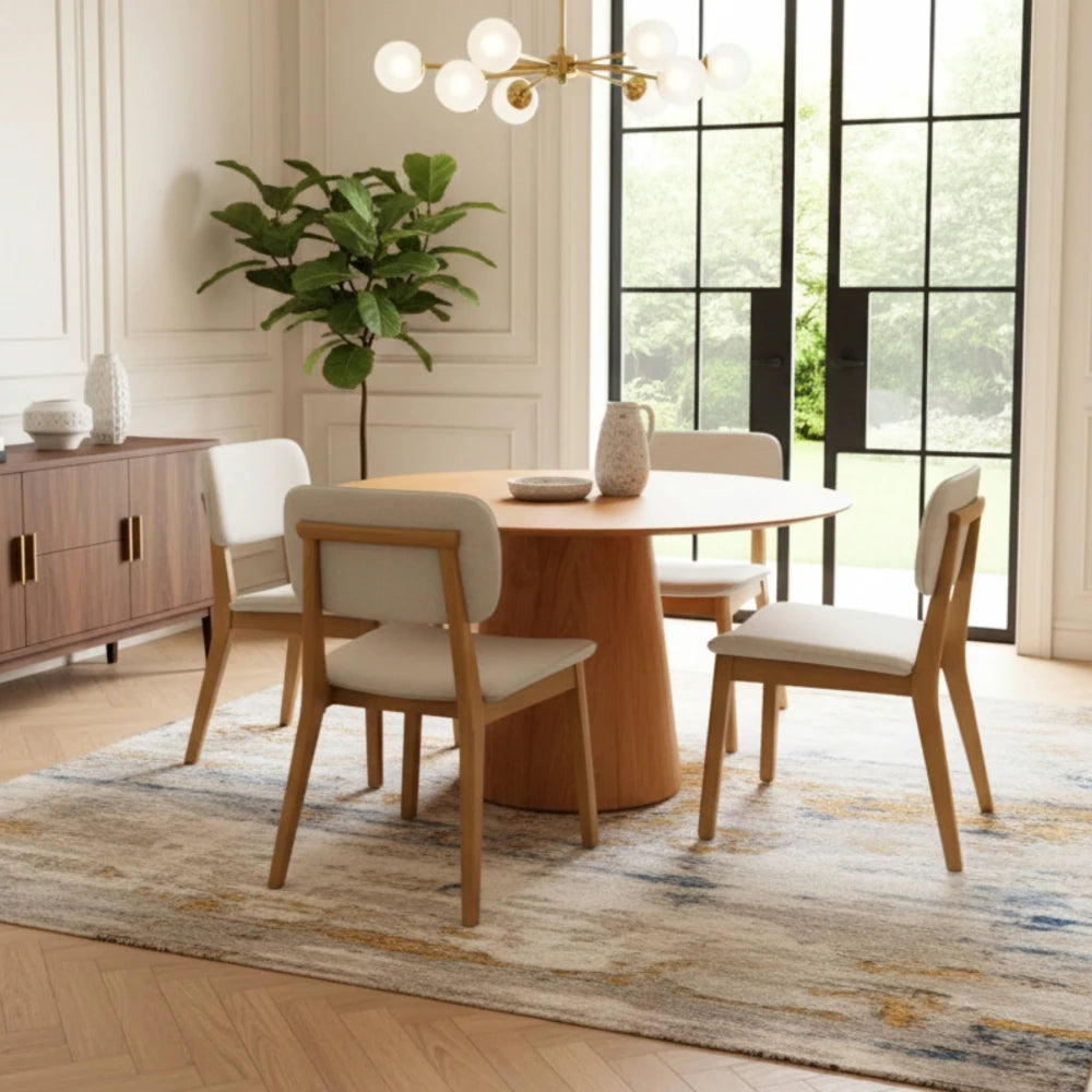 Juego de Comedor Zara con Sillas Boucle Classic Madera Maciza - Línea Manhattan