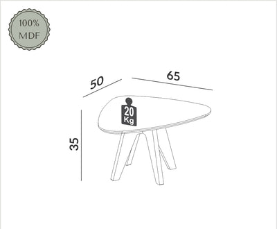 Mesa ratona de Centro Organic Alta 65cm 100% MDF
