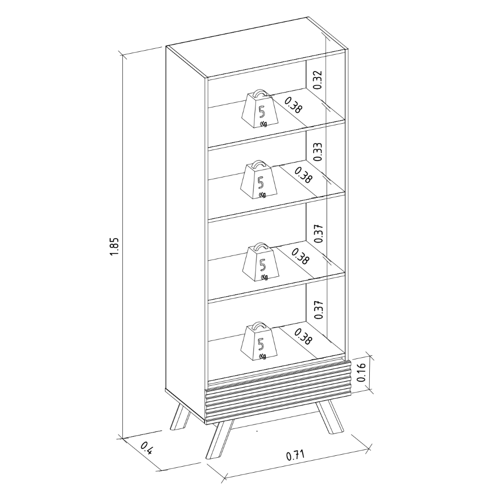 Cristalera Buffet/Aparador Marsela 71cm Puertas de vidrio