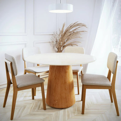 Juego de Comedor Zara con Sillas Boucle Classic Madera Maciza - Línea Manhattan