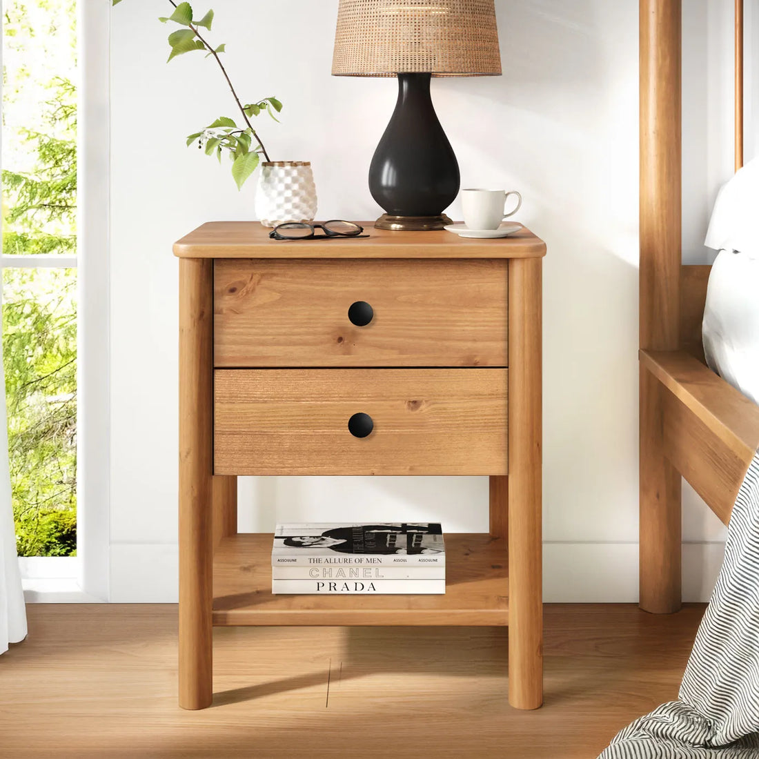 Mesa de luz Apama 2 cajones - Madera Maciza