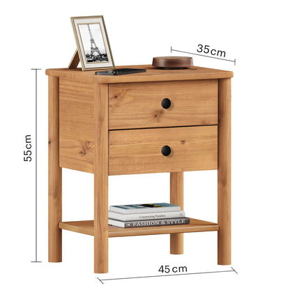 Mesa de luz Apama 2 cajones - Madera Maciza