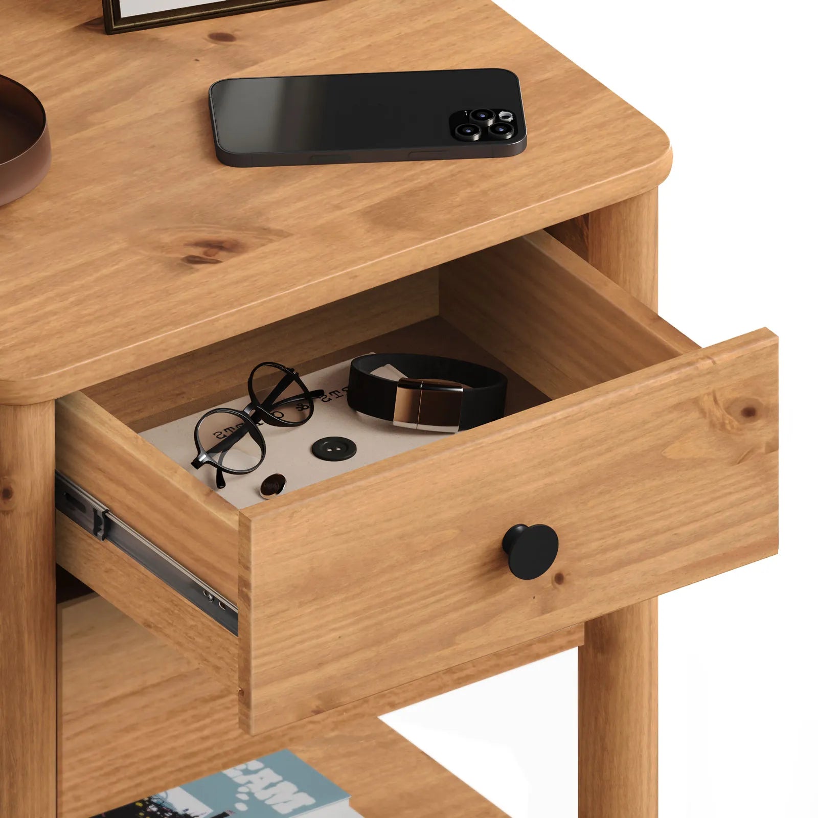 Mesa de luz Apama 2 cajones - Madera Maciza