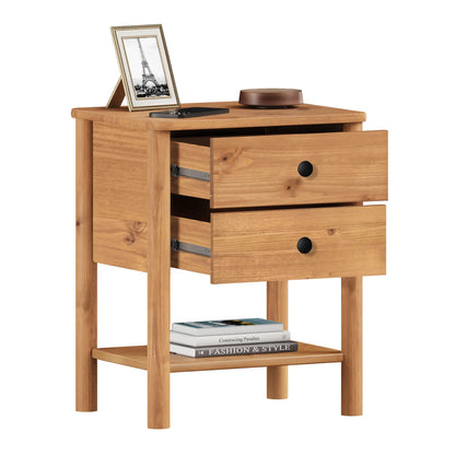 Mesa de luz Apama 2 cajones - Madera Maciza