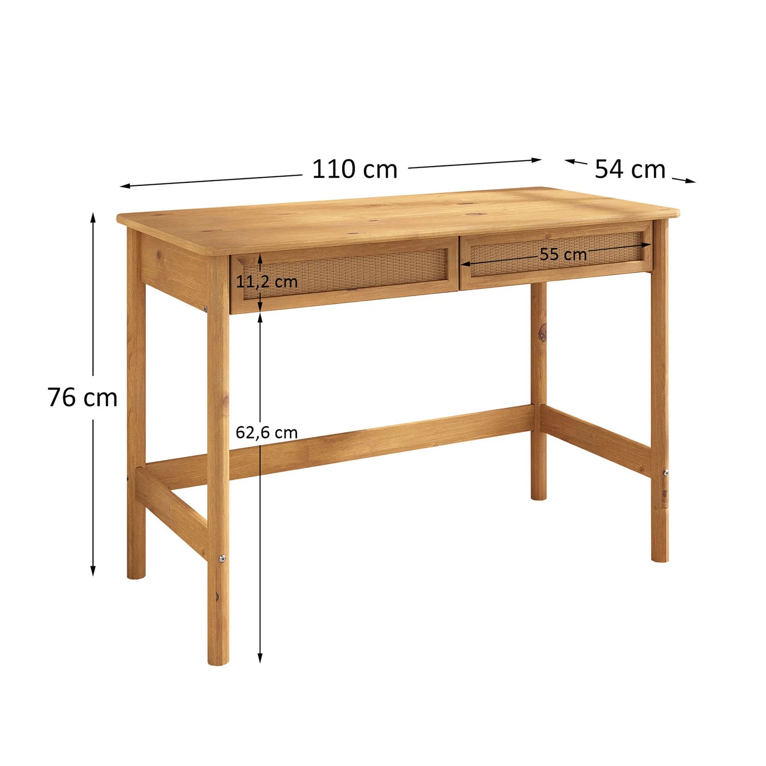 Escritorio 110cm Ratan Bilbao - Madera Maciza