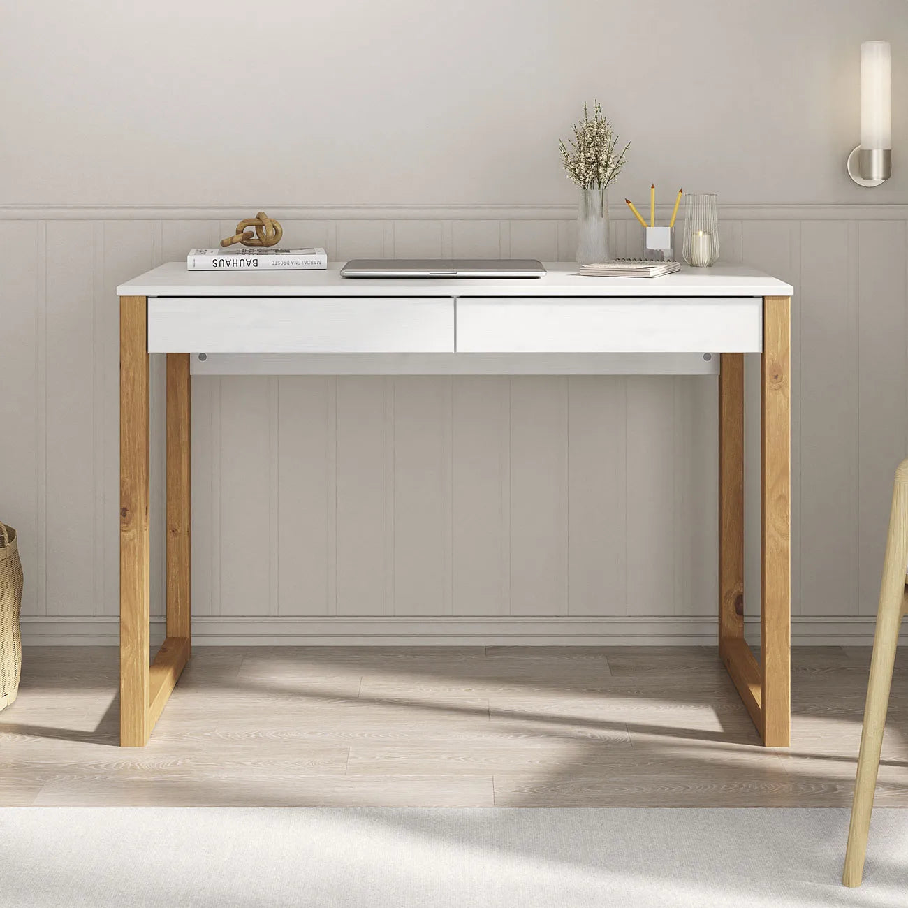 Escritorio 110cm Atena 2 Cajones - Madera Maciza