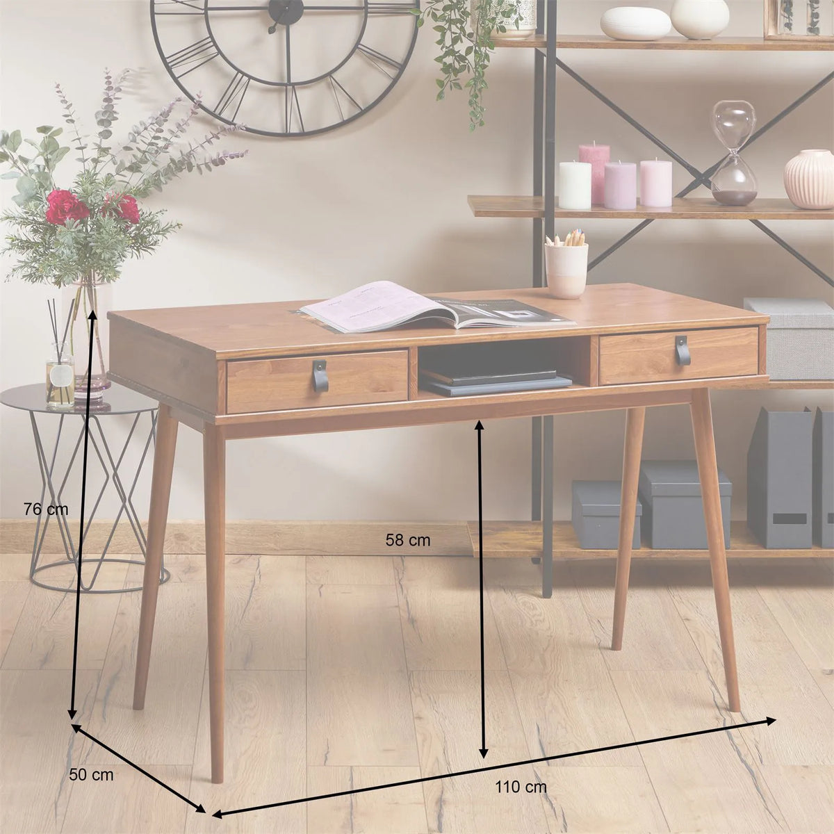 Escritorio 110cm Retro Milan - Madera Maciza