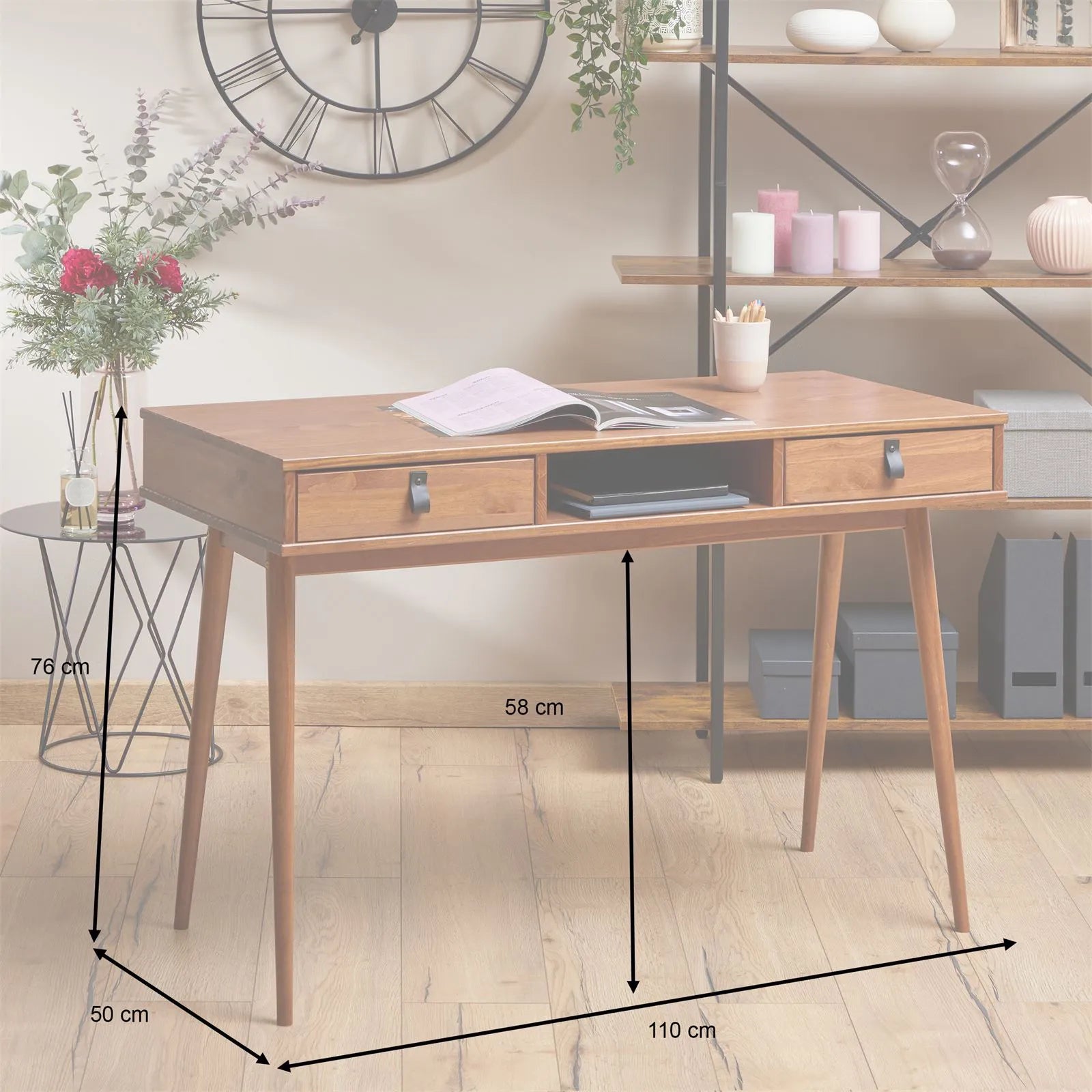 Escritorio 110cm Retro Milan - Madera Maciza