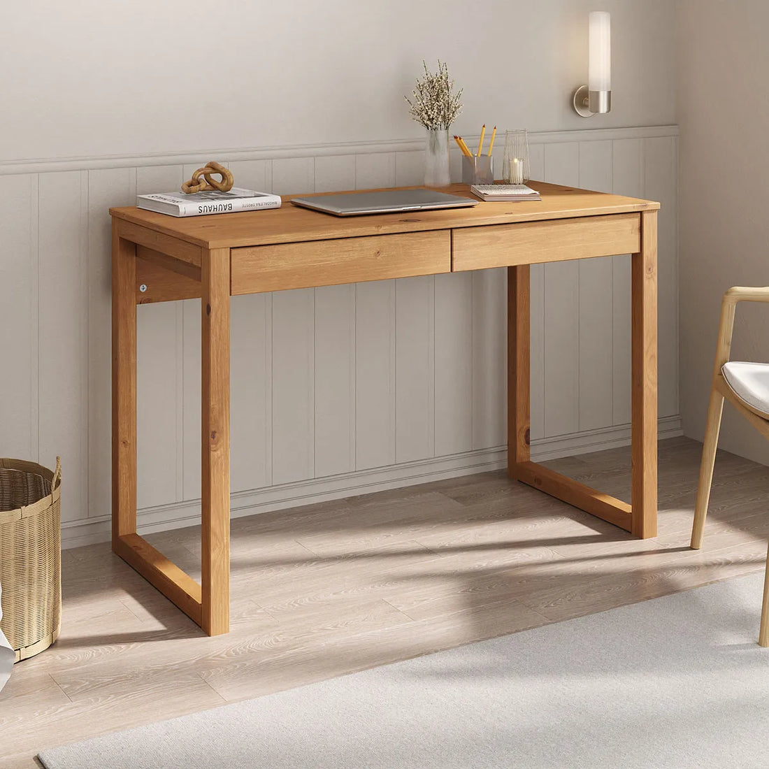 Escritorio 110cm Atena 2 Cajones - Madera Maciza