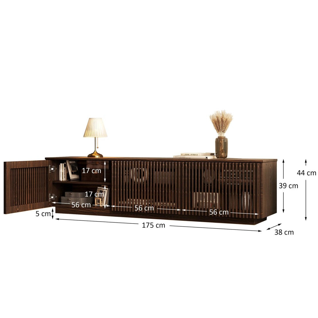 Rack Ripado Ole TV hasta 70 pulgadas Madera Maciza 3 Puertas