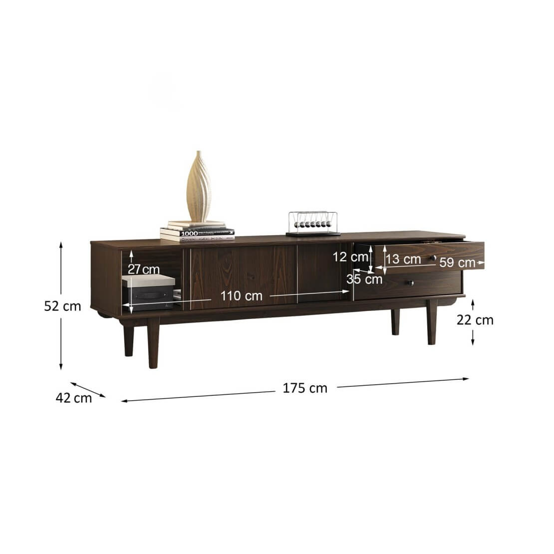 Rack TV 175CM Serena - Madera Maciza