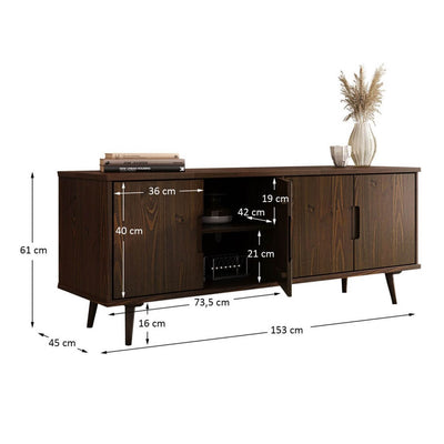 Rack TV Tovili - 153cm 4 puertas - Madera Maciza