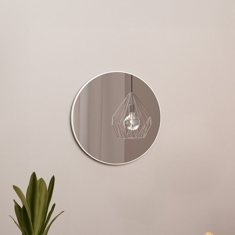 Espejo Redondo 60cm Base 100% MDF Bordes Blancos - Balton Hogar