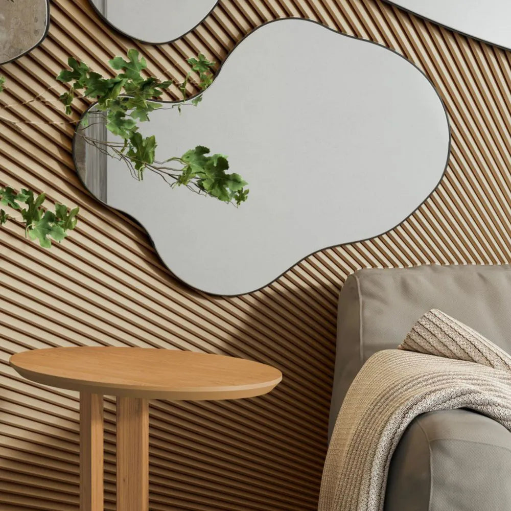 Espejo Organico Amanda Irregular 89cm 100% MDF Organico Negro Mate