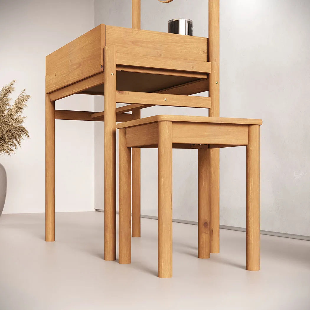 Tocador con espejo y banco Lyra - Madera Maciza
