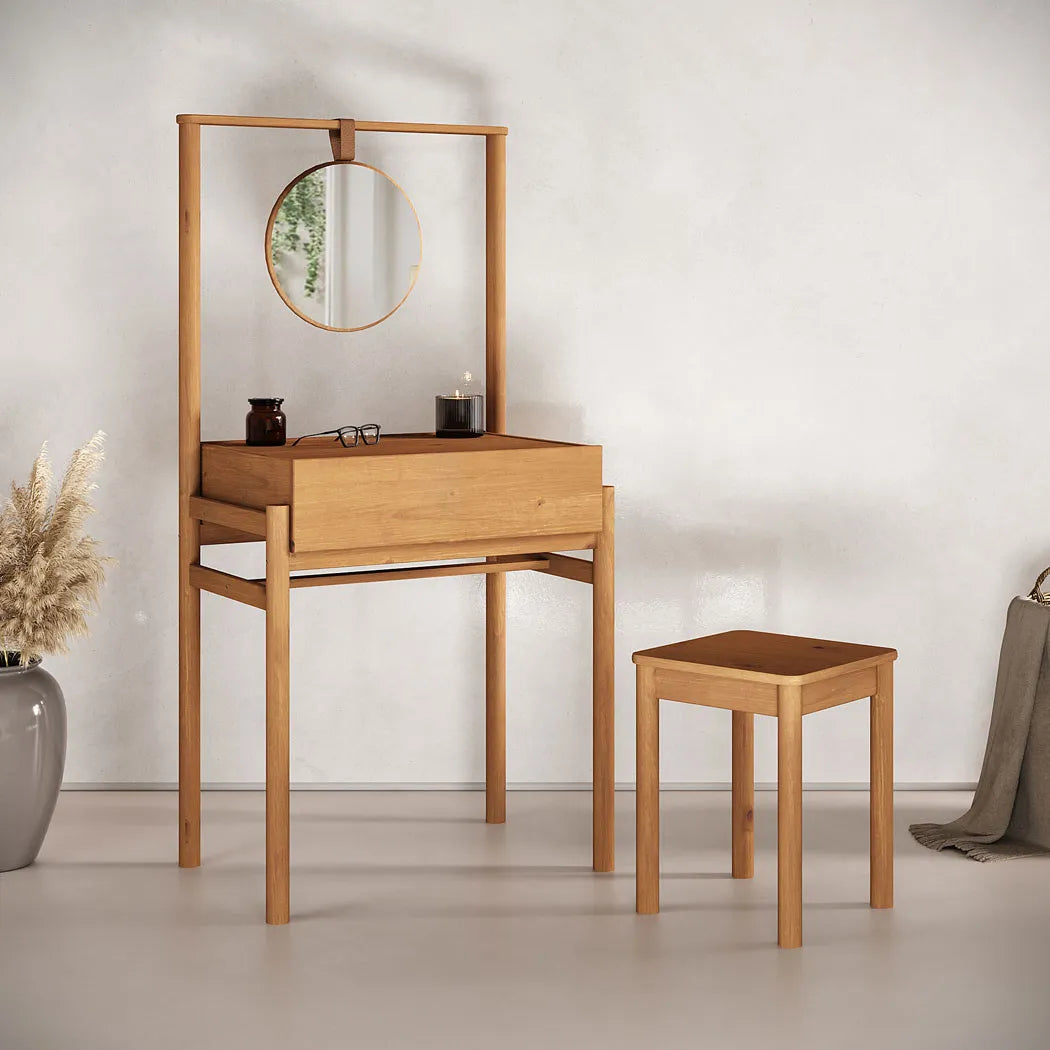 Tocador con espejo y banco Lyra - Madera Maciza