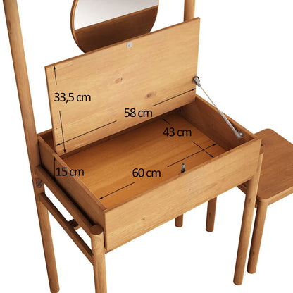 Tocador con espejo y banco Lyra - Madera Maciza
