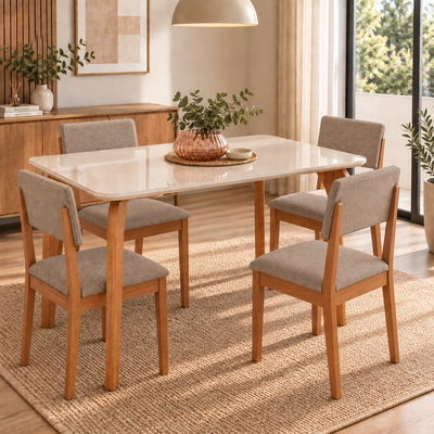 Juego de Comedor Prado 1.30cm con 4 Sillas Selene
