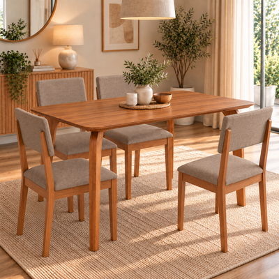 Juego de Comedor Prado 1.30cm con 4 Sillas Selene