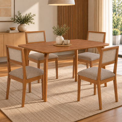 Juego de Comedor Prado 1.30cm con 4 Sillas Enara