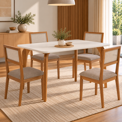 Juego de Comedor Prado 1.30cm con 4 Sillas Enara