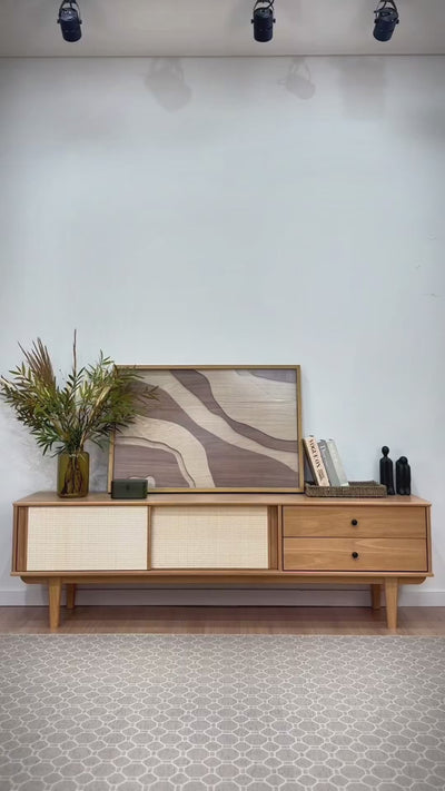 Rack TV 175CM con Ratan Serena - Madera Maciza
