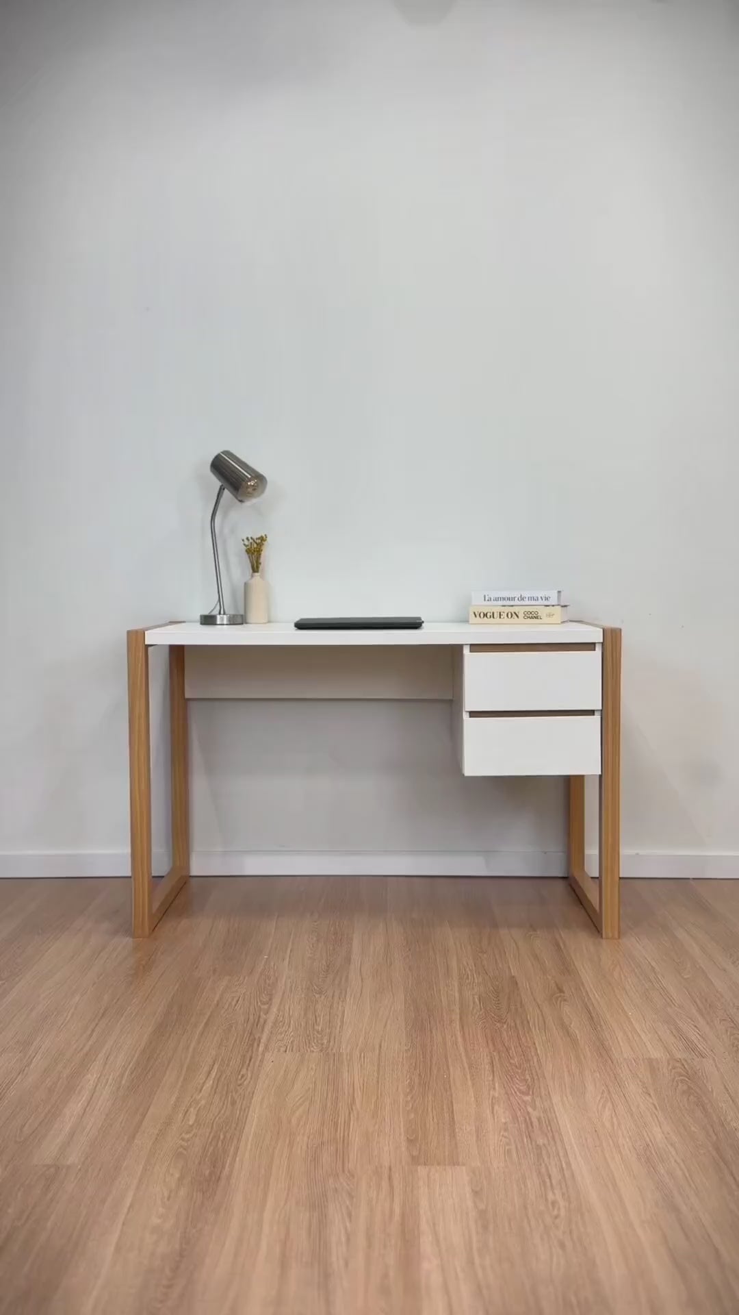 Escritorio con cajones 120cm Atena - Patas en Madera Maciza