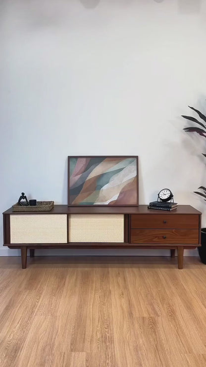 Rack TV 175CM con Ratan Serena - Madera Maciza