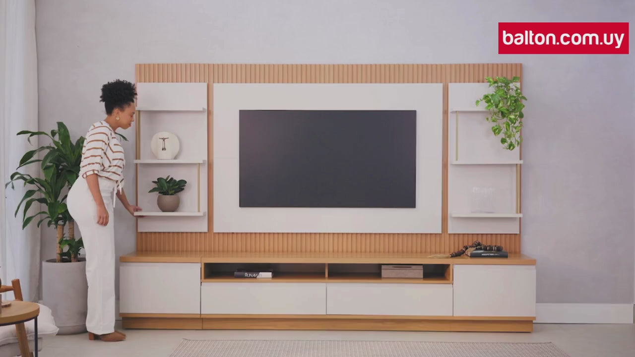 Rack con Panel Modular Sao Paulo Completo con Led MDF/MDP