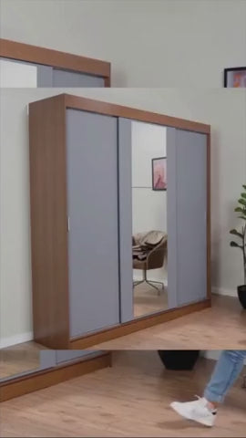 Ropero Placard Matrimonial Reno 180CM Pareja con 1 Espejo 3 Puertas Corredizas