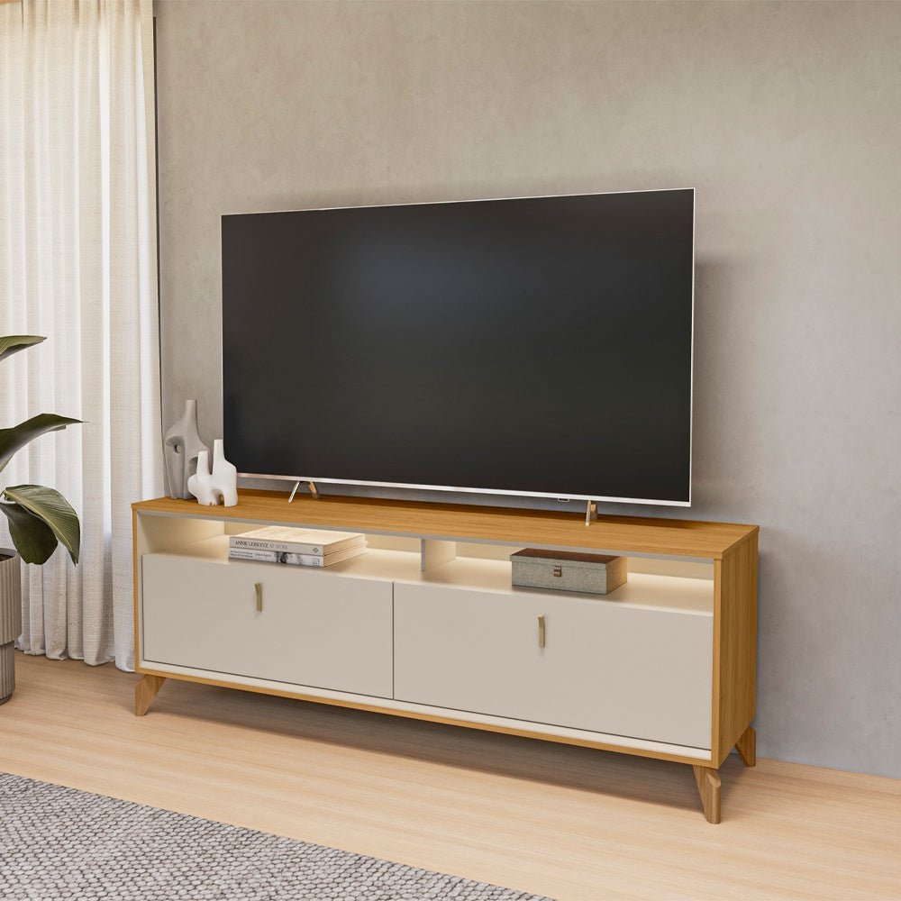 Rack para tv Dubai 160cm con Led - Patas en madera maciza