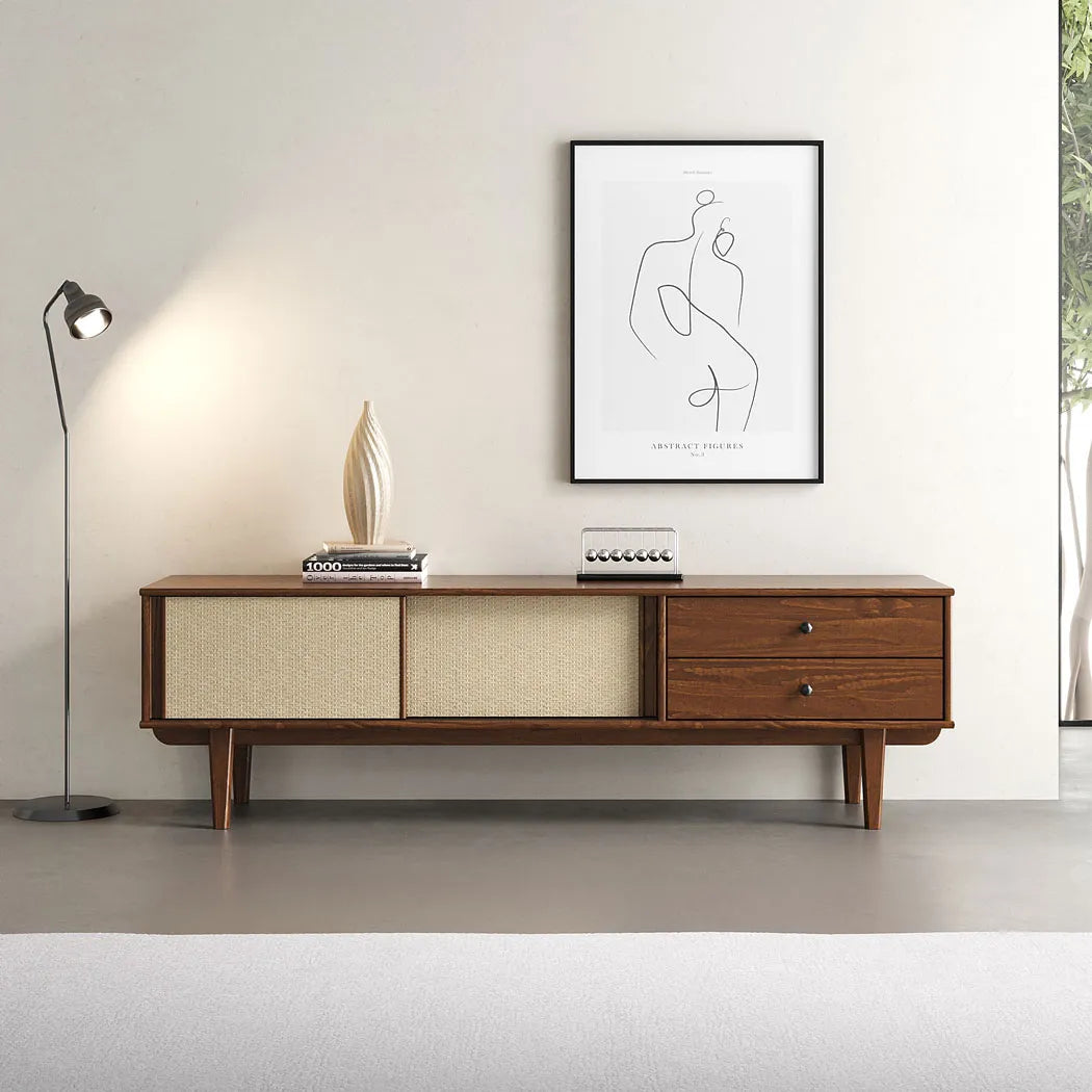Rack TV 175CM con Ratan Serena - Madera Maciza