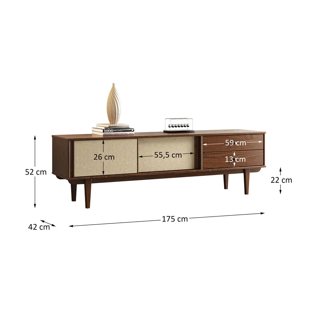 Rack TV 175CM con Ratan Serena - Madera Maciza