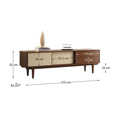 Rack TV 175CM con Ratan Serena - Madera Maciza