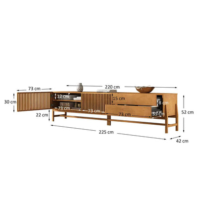 Rack TV 220cm Ader - Madera Maciza