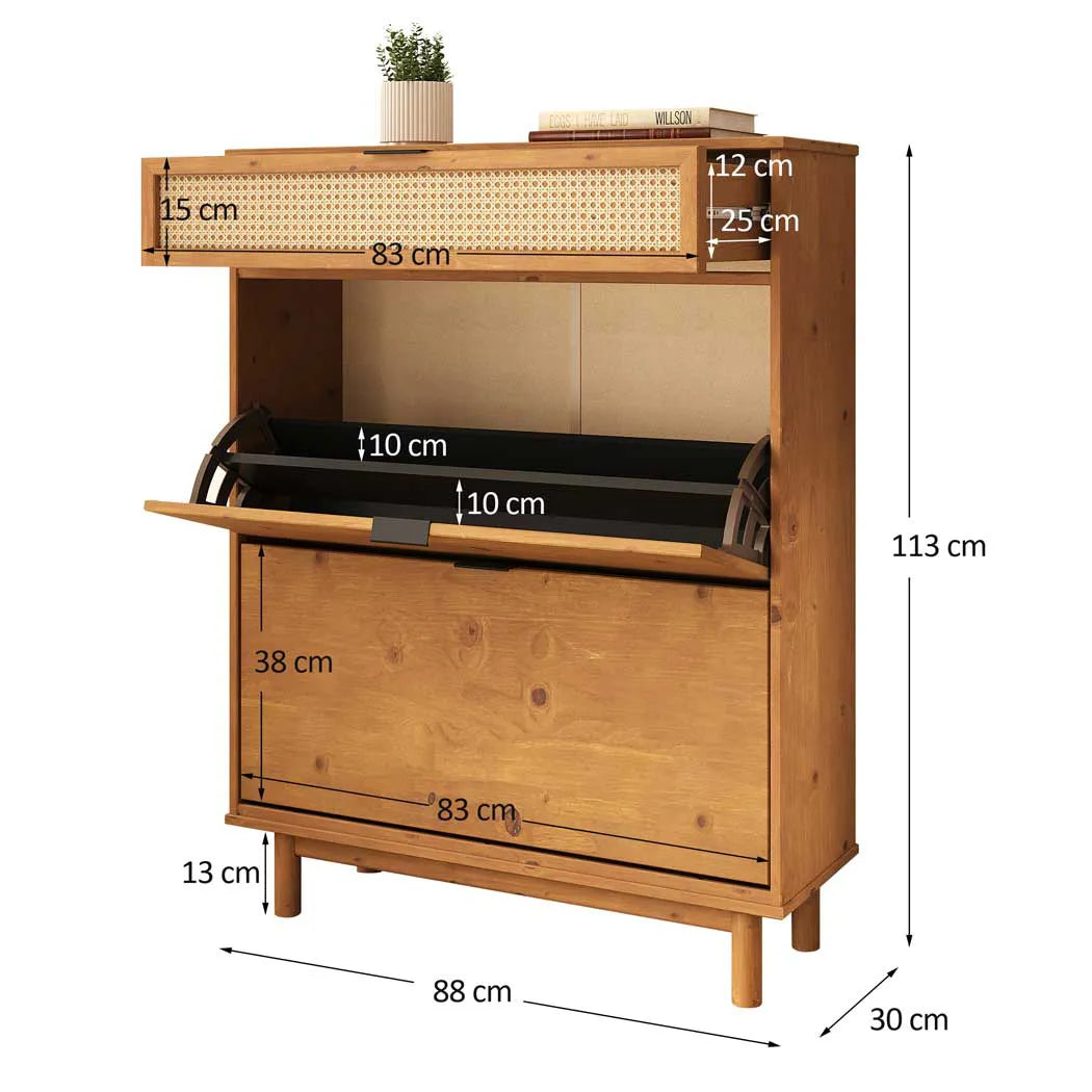 Zapatera Rattan Semira - Madera Maciza