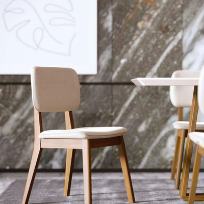 Silla de Comedor Classic Boucle/Natural Madera Maciza - Línea Manhattan