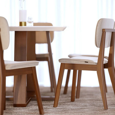Silla de Comedor Classic Boucle/Natural Madera Maciza - Línea Manhattan