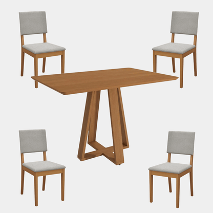 Juego de comedor Alva 120CM + 4 Sillas Luna