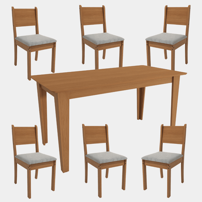Juego de Comedor Melina 160CM + 6 Sillas Cora