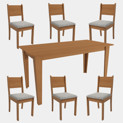 Juego de Comedor Melina 160CM + 6 Sillas Cora