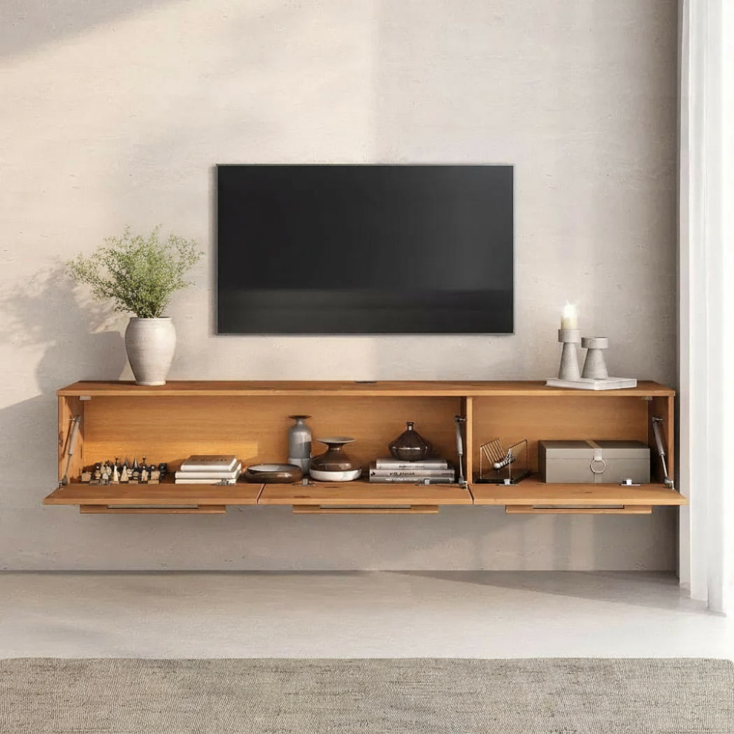 Rack TV 180CM Suspendido/Flotante Trega - Madera Maciza