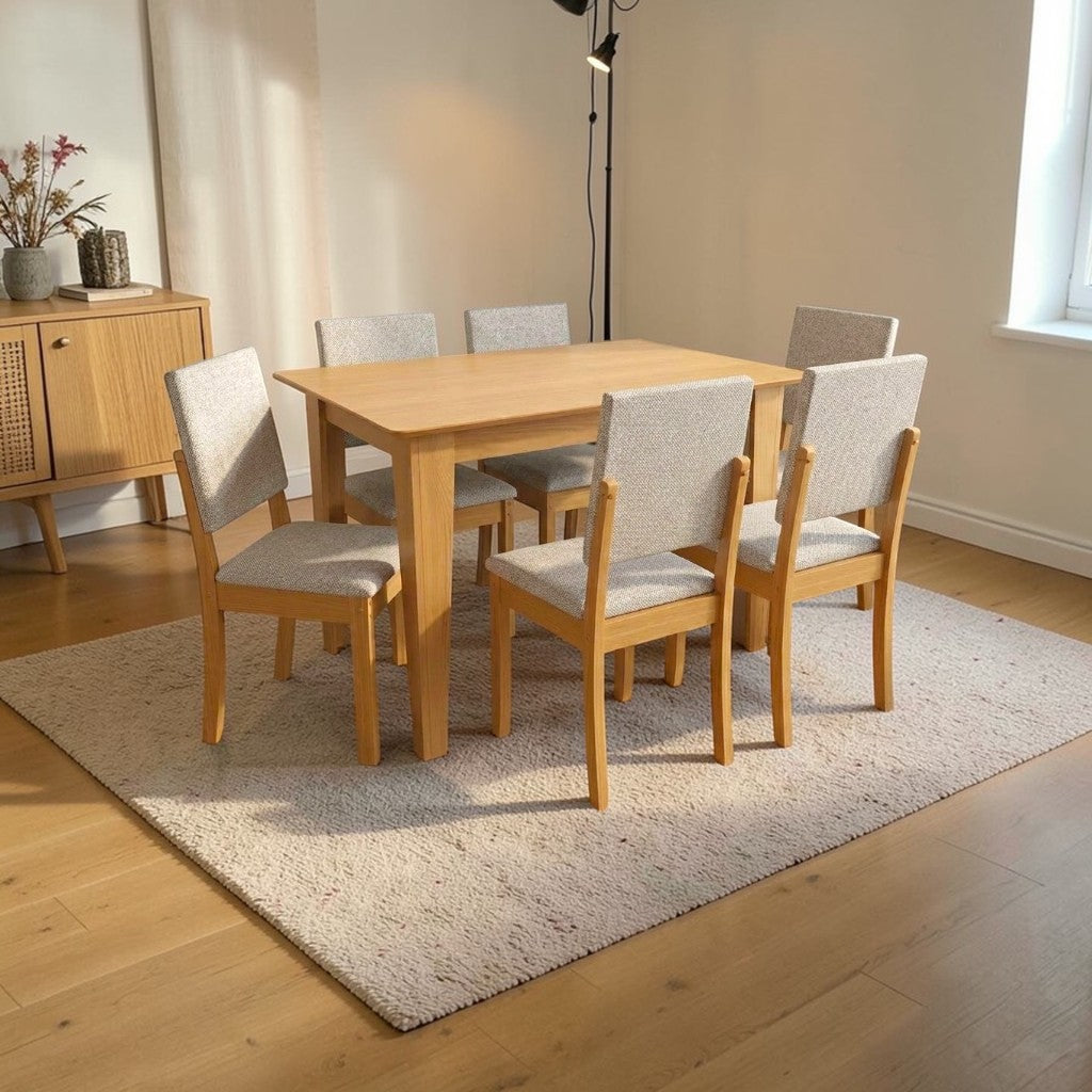 Juego de comedor Melina de 120cm/160cm con 4/6 Sillas Luna