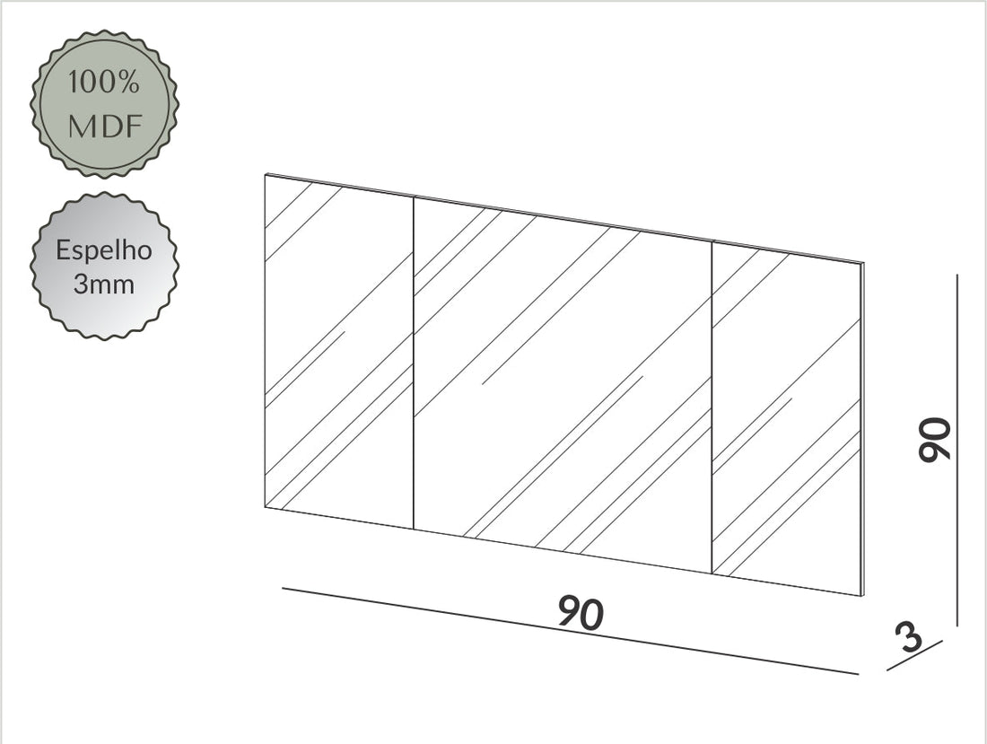 Espejo Rectangular Paris 90cm Estructura MDF