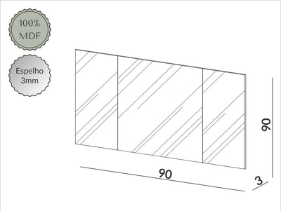 Espejo Rectangular Paris 90cm Estructura MDF