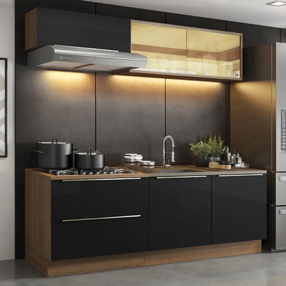 Cocina Completa Modulada Lux 200cm Rustic/Gris - Balton Hogar - GRLX2000017K