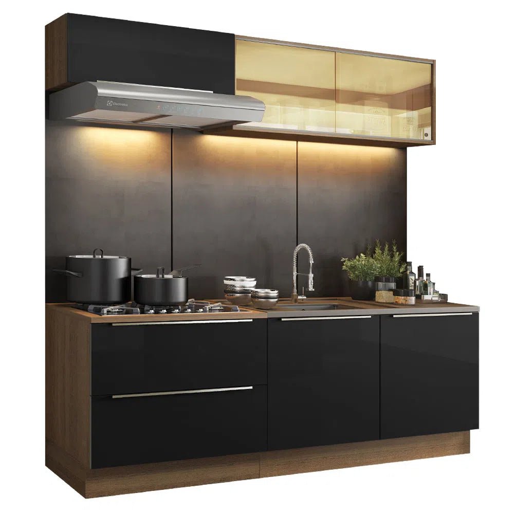 Cocina Completa Modulada Lux 200cm Rustic/Gris - Balton Hogar - GRLX2000019N