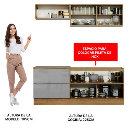 Cocina Completa Modulada Lux 200cm Rustic/Gris - Balton Hogar - GRLX2000019N