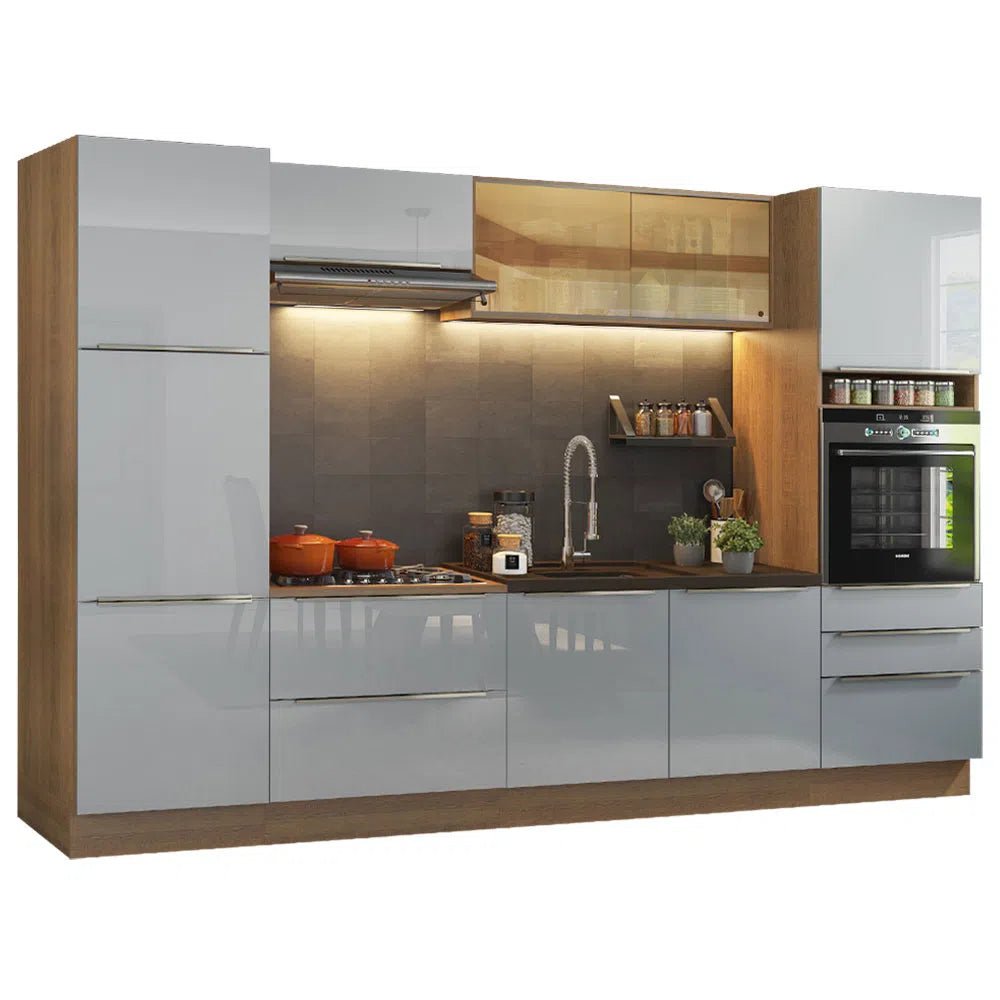 Cocina Completa Modulada Lux 320cm Rustic/Gris - Balton Hogar - GRLX3200019N